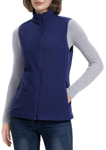 33,000ft Women's Fleece Gilets Lightweight Warm Ladies Vest Outerwear, Sleeveless Spring Jacket with Zip Up Pockets Purple Blue 4XL/UK 24