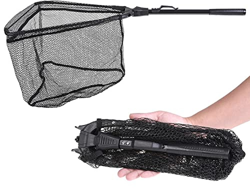 Fishing Landing Net,Stainless Steel Folding Fishing Landing Nets,Long Handle Fishing Nets for Ponds,for Carp Trout Fishing