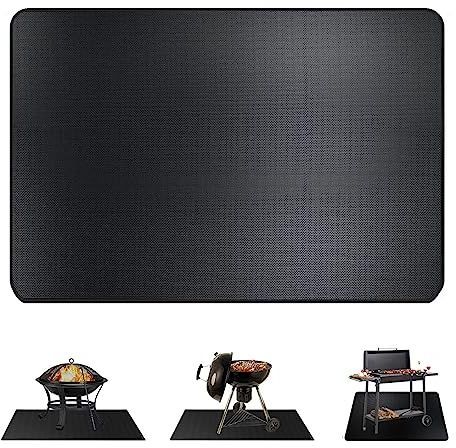 WishesMar 127 * 97cm Esterilla Ignífuga de 3 Capas - Alfombra Rectángulo para Resistente al Calor Fogatas - de Protección Suelo Barbacoa Alfombrilla para Hoguera, Terraza, Césped, Exterior