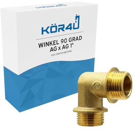 kör4u Winkelstück 90 Grad AG/AG 1 Zoll aus Messing für Trinkwasser geeignet