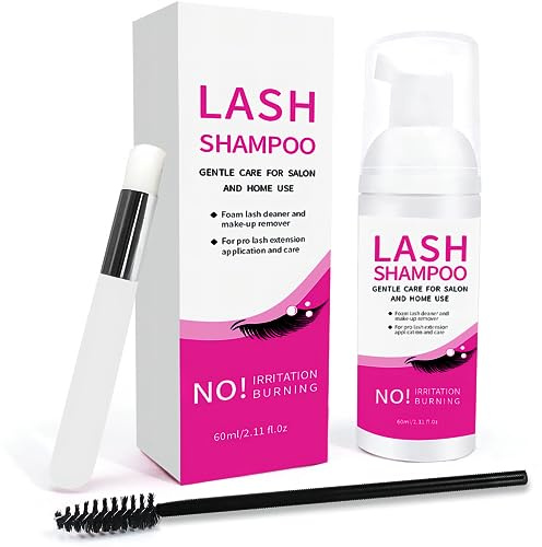 Wimpern Shampoo Set für Wimpernverlängerung, Wimpernschaum Wimpernextension Reinigung für Zuhause Salon, 60 ml/2 fl oz Eye Lash Extension Wimpernshampoo Cleanser Mit Reinigungsbürste, Mascara Bürste
