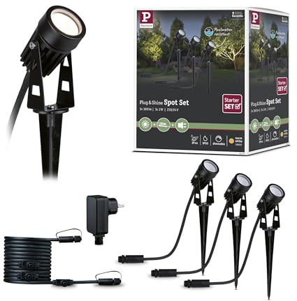 Paulmann 94373 Plug & Shine LED Gartenstrahler Warmweiß Basisset IP65 3000K 3x3,5W 21VA Schwarz