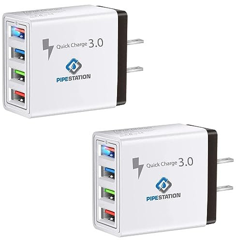 Pipestation UK to USA Plug Adapter with 4 USB Ports | UK to US Plug Adaptor + 4 USB Ports for Fast Charging | American Compact Portable Universal Travel Adapter - USA, Mexico, Canada, Caribbean, Japan