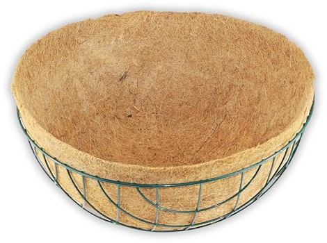 ProFlora® Drahtkorb mit Kokoseinlage als Blumenampel - 3teiliges-Set Drahtkorb, Kette und Einlage grün (Ø25cm)