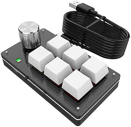 HUIOP Tastiera RGB cablata a una mano Mini tastiera meccanica USB Tastiera personalizzata Macro Tastiera programmabile 6 tasti 1 manopola,Tastiere da gioco RGB