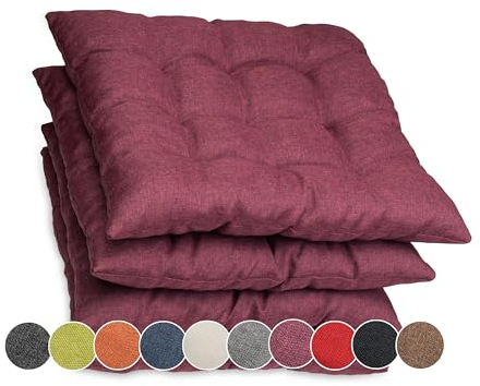 sunnypillow 4er Set Stuhlkissen mit Bändern 40x40 cm - Bequeme Polsterauflage 8cm dick - Auflage für Stühle/Bänke in Haus und Garten Sitzkissen Sitzauflage Gartenkissen Outdoor/Indoor - Violett