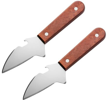 Oyster Shucking Knife 2 Stück Austernschäler-Set Mit Komfort-Holzgriff Austernöffner Profi 3Cr13-Edelstahl Für Austern Schalentiere Muscheln Meeresfrüchte