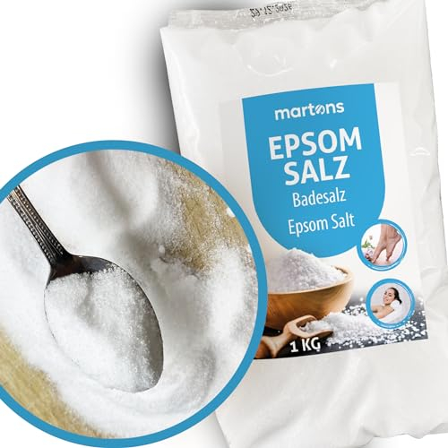 Martons Epsom Salz | 1000g Magnesiumsulfat | Bath Salt Magnesium Badesalz | Bittersalz | Badezusatz Muskelentspannung | Natur