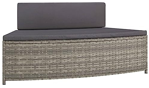 Ailgely 2 STK. Whirlpool-Bänke mit Auflagen, Whirlpool-Umrandung, Whirlpool Einfassung, Whirlpool Verkleidung, Whirlpool Regal Whirlpool Stufe, Grau Poly-Rattan