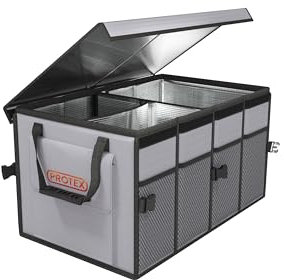 PROTEX Organizador para maletero [ganador de la prueba 2025] 70 L bolsa nevera – Bolsa plegable para maletero con tapa – Caja XXL para maletero con aislamiento térmico y frío – Práctico e impermeable