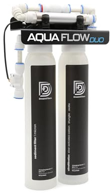 Wasserfilter Aqua Flow Duo LED UV-C, UV-Filteranlage, Wassersterilisator, Filtersystem für Küche, Wohnmobil, Food Truck, Boot. Ultrafiltration, Aktivkohleblock. (ohne Edelstahl Wasserhahn)