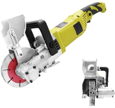 Wall Chaser with 5 Blades, 4000W Electric Wall Chaser with Dust Extractor, 6000RPM Wall Groove Cutting Machine, Adjustable Cutting Depth & Width, Concrete Saw for Granite Marble Concrete Stone
