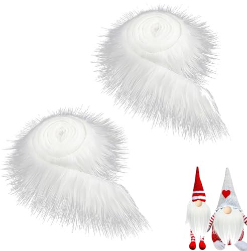 2 Stück Kunstfell Zum Basteln, Kunstfell Meterware, Langhaarplüsch Weiß, Flauschig, Flauschig, zum Basteln, Zotteliges Synthetisches Plüsch-Patch, Nähen, Fellzuschnitte für Heimwerker (Weiß, 5 CM X 1.