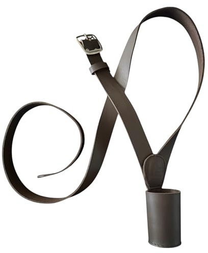 Flag Carrier Pole Holder Cross Belt Brown Leather, Adjustable Army Flag Pole Holder Strap for Military Honour Guard use, Adult Unisex Parade Flag Belt with Silver- Finished Brass Buckle