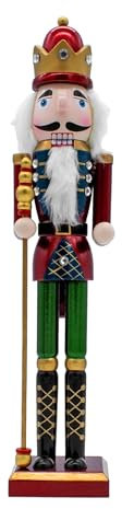 Spetebo Traditionelle Holz Nussknacker Figur - 38 cm - König Deko Figur Weihnachten - Advent Weihnachts Tischdekoration Soldat