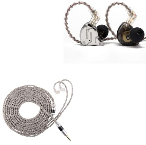 Linsoul KZ ZS10 Pro,In Ear Monitor con 4BA+1DD 5 Driver,Cuffie Cablate Hifi+Tripowin Zonie Cavo IEM Placcato in Argento - 2 m
