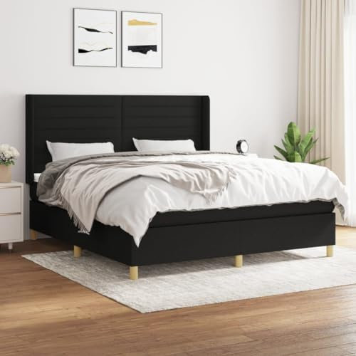 qohoio Boxspringbett mit Matratze Betten Mit Matratze Schlafzimmer Bett Boxspringbett Mit Matratze Schwarz 160x200 cm Stoff - 3132083