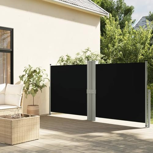 Xichuzi Seitenmarkise Ausziehbar, Windschutz Terrasse, Balkon Windschutz, Balkon Sichtschutz, Sichtschutz Zaun, Sichtschutzzaun, Markise Balkon, Sichtschutzwand, Schwarz 140x1200 cm
