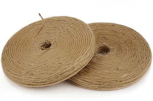 PerkHomy 1200 Feet (2Pcs*600ft) Jute Twine String for Crafts Gift Wrapping Packing Gardening Crochet Knitting Macrame Decor (Brown 600ft*2pcs Pie-Shaped)