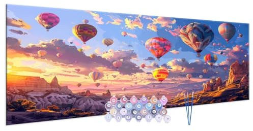 Paint by Numbers Kit for Adults with Frame - 32x64in DIY Hot Air Balloon Paint by Numbers Kits for Kids Beginner on Acrylic Paints Oil Painting with Paintbrushes for Home Decoration Craft Kit L-350