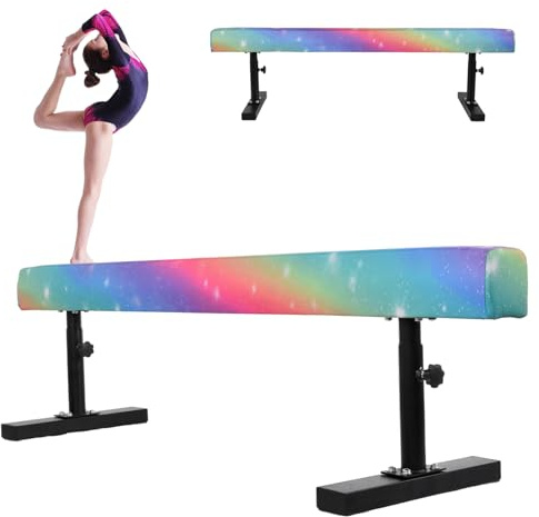 Gymnastic Beam, Beam Gymnastics for Home - 5.9 ft Girls Balance Beam | 5 Height Adjustable, Stable Training Equipment for Children Outdoor Indoor Indoor