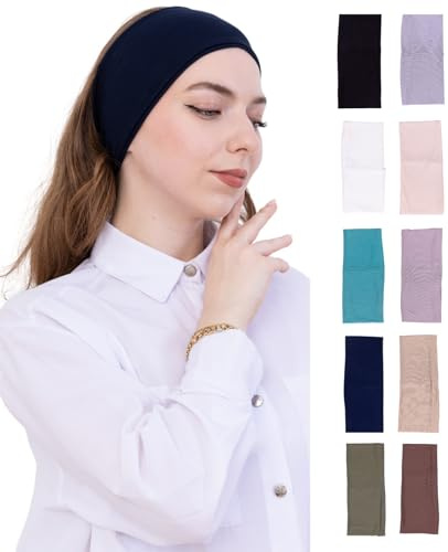 Prien Chic Stirnband Für Damen, 10 Pack Sport Band Frauen, Baumwolle Stirnbänder Breit, rutschfeste Elastische Haarband Fitness