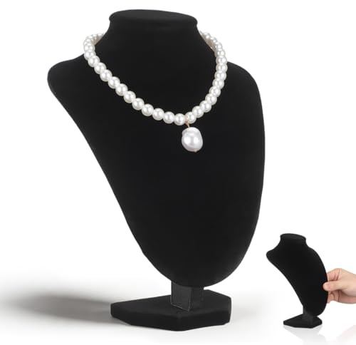 BESPORTBLE Soporte De Busto Para Joyería Negro Terciopelo 8.07X6.10X2.95In Organizador De Collares Expositor De Joyas Para Hogar Tienda