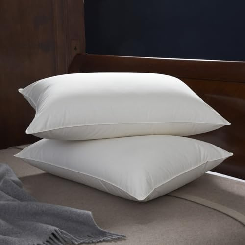 Cuddledown Organic Cotton Down Alternative Pillow | 100% Organic Cotton Shell | European Down Alternative Fill | Hypoallergenic | Handcrafted | Oeko-TEX Certified | 20 x 26 | Standard | Soft