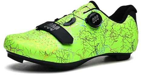 Hixingo Zapatilla de Ciclismo Hombre Mujere Zapatos Bicicleta de Carretera Montaña Exterior Compatibles SPD SPD-SL Lock System, Zapatillas de MTB Ciclismo Unisex 37-47 EU (Verde,37)