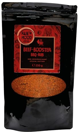 RUB’N HOOD – 250g Beef-Booster BBQ Rub - Grillgewürz für Fleisch, Fisch und Gemüse - zum Grillen, Smoken, Braten und Kochen – Special Edition