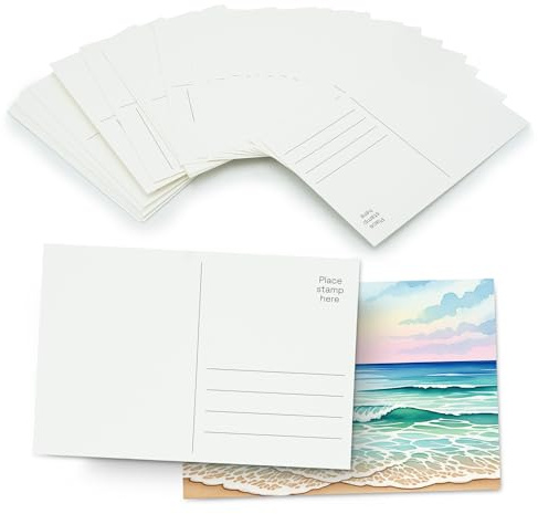 Mikkelhus Carta ad acquerello, A6, 25 fogli, blocco ad acquerello, 300 g/m², cartoline bianche, ideali per acquerelli, schizzi e artigianato, formato DIN A6 (10,5 x 14,8 cm)