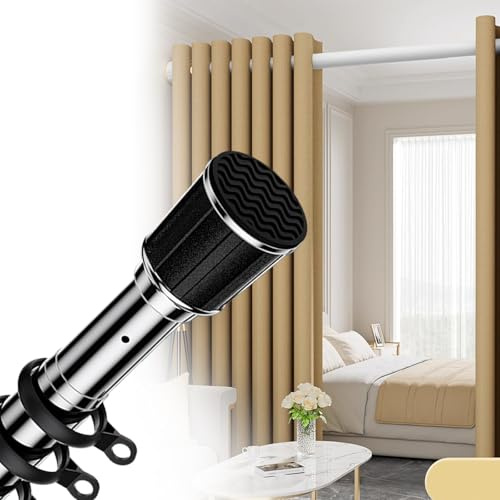 Bastone per tenda a tensione regolabile, extra lungo, 100 cm, per uso esterno/interno, antiscivolo, senza fori, senza bisogno di attrezzi, ideale per bagno, camera da letto, patio (argento)