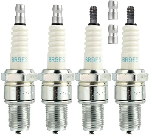 4 PCS BR9ES Zündkerzen, Zündkerzen für Roller, Mopeds und Motorräder mit Entstörung für Optimierte Motorleistung und Effiziente Zündung (5722)