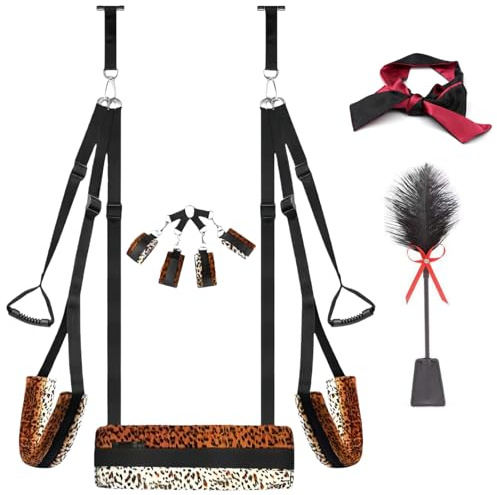 Liebesschaukel Sexschaukel Love Swing Sex Spielzeug für Paare Für An der Tür hängen Bequeme Sex Swing Griff Handschellen und Oberschenkelmanschette Liebesmöbel Peitsche,Augenmaske