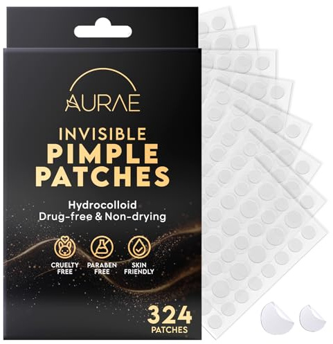 Parches Invisibles para Espinillas Hidrocoloides, 324 Unidades | Dos Tamaños, 8 y 12 mm, Actúan durante Toda la Noche sin Moverse, Acabado Mate Translúcido Discreto, Resultados en 6-8 Horas
