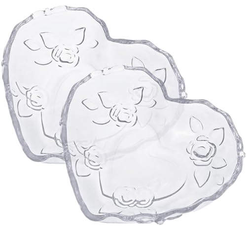 SHINEOFI Lot de 2 Assiettes à Dessert en Verre Transparent Forme Cœur, Plat à Fruits Multifonction 20 Cm, Coupe à Fruits et Bonbons pour Repas et Fêtes