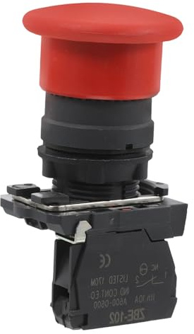 Botón Pulsador de Parada de Emergencia Rojo Xb5 para Industria | Plástico y Metal, Instalación Sencilla, Protección de Seguridad, Uso Industrial
