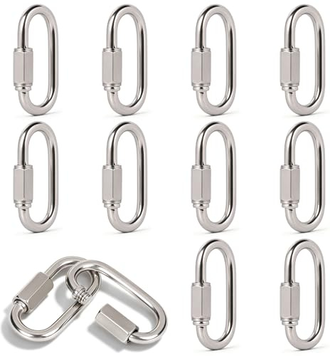 EFUTURETIME 10 x Mousqueton à Vis M5 Maillon Rapide INOX 304 | Maillons Acier a Visser, Capacité de Charge de 294 kg pour Balançoires, Fitness