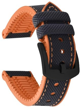 FYYFS Klockarmband I Canvas Nylongummi 20mm 22mm 24mm Vattentätt Klockarmband Som Används For Klocktillbehör Till Män(Blue Orange 2,22mm)