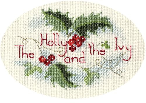 Derwentwater Designs The Holly and the Ivy Greeting Card Cross Stitch Kit