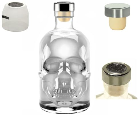 Totenkopf Flasche Skull leer 2x 0,5 L Profi Set mit Titan Kappe & Schrumpfkapsel Piraten Schädel