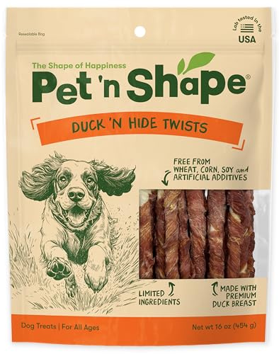 Pet 'n Shape Duck 'n Hide Twists - Duck Wrapped Rawhide Natural Dog Treats, Small, 1 Pound (Pack of 1)
