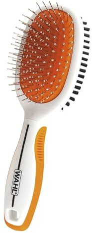 Wahl Cepillo de cerdas de doble cara para mascotas con diseño patentado de alfiler apilado, elimina el pelo suelto y estimula la piel mientras crea un brillo suave - Modelo 858501, naranja