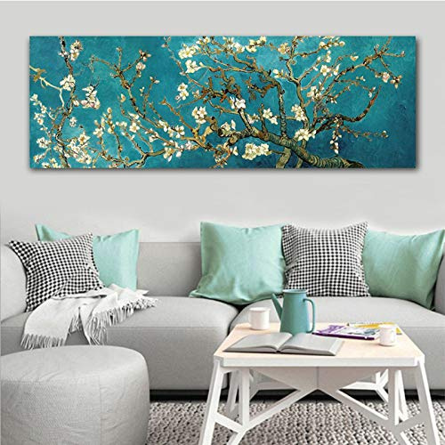 Rumlly Van Gogh Mandorlo in Fiore Fiori Riproduzioni di Quadri su Tela Famoso Dipinto Opere d'Arte Immagine di Arte della Parete Decorazione della Parete di casa 60x180 cm Senza Cornice