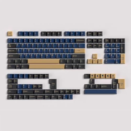 Sumgsn 163 Keys Double Shot Keycaps Cherry Profile Blue Samurai Keycaps for 61/64/87/104/108 Cherry Mx Switches ISO ANSI Layout Mechanical Keyboard