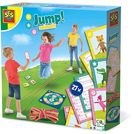 SES Creative 02248 - Sprungspiel Outdoor: Jump! Animals - Gummitwist-Spiele, Weiß