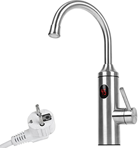 Elektrischer Wasserhahn Edelstahl 230V,kyaoayo Elektrischer Wasserhahn mit Durchlauferhitzer 360° Drehbar KüChenarmatur Armatur mit Sofortiger Warmwasserbereiter für Küche