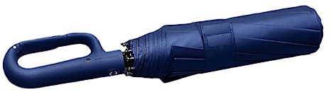 lmoikesz 125 cm Ringschnalle 10 Doppelknochen Brolly tragbarer automatischer Regenschirm, sonnenfest, große faltbare wasserdichte Regenschirme, Dunkelblau