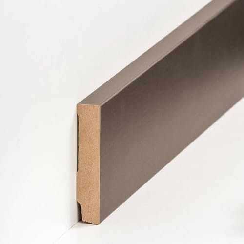 PROVISTON - Battiscopa in MDF, 16 x 80 x 2500 mm, nucleo in MDF laminato, grigio per incollare, viti e chiodi, 25 m, 10 pezzi