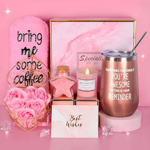 COYBTO Geschenk für Frauen, Geburtstagsgeschenk Set mit 16oz Weinbecher Edelstahl, Entspannung Geschenke für Weihnachten, Valentinstag, Muttertag, Jubiläen Romantische Nützliche Geschenke für Frauen